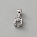 925 Sterling Silver Rhinestone Claw Pendant Settings, Flat Round, Platinum, Tray: 5mm, 7x5x4mm, Hole: 3.5x3mm(STER-WH0004-072A-P)