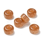 Opaque Resin European Beads, Large Hole Beads, Flat Round, Sandy Brown, 12.5x7mm, Hole: 5mm(RESI-F073-17A)