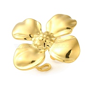 Ion Plating(IP) 304 Stainless Steel Flower Open Cuff Ring for Women, Real 18K Gold Plated, Adjustable(RJEW-C083-10G)