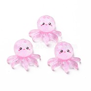 Transparent Epoxy Resin Cabochons, with Glitter Powder, Octopus, Pearl Pink, 21x23x8mm(CRES-S365-43)