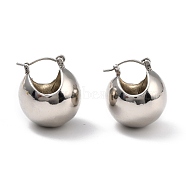 Brass Hoop Earrings, Long-Lasting Plated, Hollow Round, Platinum, 21.2x19.3x20.5mm, Pin: 0.7mm(EJEW-D273-01P)