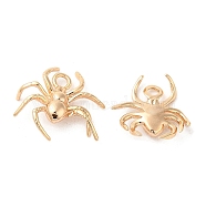 Brass Charms, Spider Charm, Real 18K Gold Plated, 14x15x3.5mm, Hole: 2mm(KK-G468-57G)