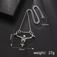 Gothic Punk Alloy Skull Pendant Necklace Unisex Halloween Jewelry Accessory, 23.62 inch(60cm)(RO0725)