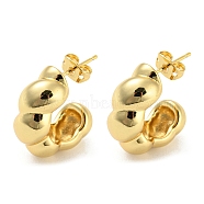 Brass Ring Shape Stud Earrings, Half Hoop Earrings, Long-Lasting Plated, Cadmium Free & Lead Free, Real 18K Gold Plated, 21x9mm(EJEW-Q785-12G)