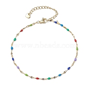 304 Stainless Steel Enamel Link Chains Anklets, Colorful, 8-5/8 inch(22cm)(AJEW-AN00588-01)