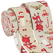 3Pcs 3 Styles Christmas Theme Polyester Ribbons, Jacquard Ribbon, Tyrolean Ribbon, Garment Accessories, Christmas Theme Pattern, Dark Sea Green, 3/8~1-5/8 inch(10mm), about 2.19 Yards(2m)/pc, 1pc/style(OCOR-BC0005-41B)