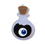 Halloween Theme Acrylic Big Pendants, Bottle with Evil Eye, Black, 52.5x32x3.5mm, Hole: 1.6mm(MACR-C008-02)