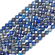 2 Strands Natural Lapis Lazuli Beads Strands, Faceted, Round, 3mm, Hole: 0.8mm, about 120~130pcs/strand, 15.7 inch(G-BBC0001-33)
