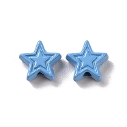 Spray Painted Alloy Beads, Star, Light Blue, 7x7.5x3.2mm, Hole: 1.2mm(PALLOY-K001-02F)