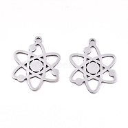 201 Stainless Steel Pendants, Laser Cut, Atom, Stainless Steel Color, 20.5x17x0.9mm, Hole: 1.4mm(STAS-S081-064)