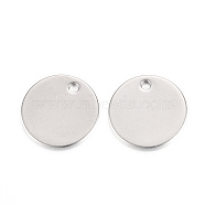 304 Stainless Steel Stamping Blank Tag Pendants, Flat Round, Stainless Steel Color, 12x0.5mm, Hole: 1mm(X-STAS-S058-14)