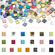 Beadthoven 190Pcs 19 Colors Diy Glass Cabochons, Square, Mixed Color, 10x10x4mm, 10pcs/color(GGLA-BT0001-02)
