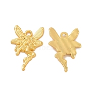 Rack Plating Alloy Pendants, Angel Charms, Matte Gold Color, 21.5x15x2mm, Hole: 1.5mm(FIND-H034-18G)
