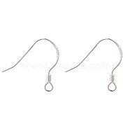 925 Sterling Silver Earring Hooks, Carved 925, Silver, 15x18x1mm, Hole: 1.5mm, Pin: 0.5mm(STER-K167-049A-S)