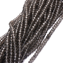 Natural Smoky Quartz Beads Strands, Faceted, Rondelle, 5x3~3.5mm, Hole: 0.8mm, about 106pcs/strand, 15.43''(39.2cm)(G-E569-H06)