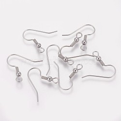 316 Surgical Stainless Steel Earring Hooks, Ear Wire, with Horizontal Loop, Stainless Steel Color, 20x21x3mm, Hole: 2mm, Pin:0.7mm(STAS-I090-03P)