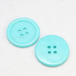 Resin Buttons, Dyed, Flat Round, Cyan, 28x3mm, Hole: 2mm, 98pcs/bag(RESI-D030-28mm-11)