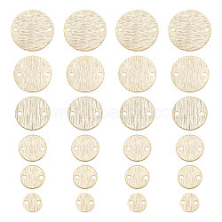 PandaHall Elite 60Pcs 6 Styles Brass Connector Charms, Long-Lasting Plated, Flat Round Links, Real 24K Gold Plated, 6~18x0.7mm, Hole: 1mm(KK-PH0005-37G)