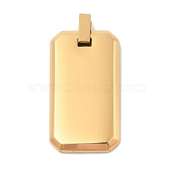 Ion Plating(IP) 304 Stainless Steel Stamping Blank Tag Pendants, Rectangle Charm, Golden, 41x20x6mm, Hole: 3x3mm(STAS-G346-03G)