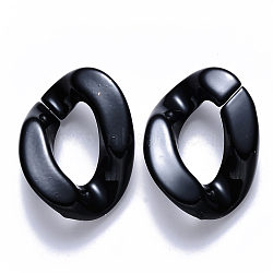 Opaque Acrylic Linking Rings, Quick Link Connectors, for Curb Chains Making, Twist, Black, 30x21x6mm, Inner Diameter: 16x8mm(X-OACR-S036-001B-G02)