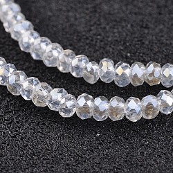 Electroplate Glass Beads Strands, Faceted Rondelle, AB Color Plated, Clear AB, 2x1.5mm, Hole: 0.5mm, about 203pcs/strand, 12 inch(EGLA-P018-1mm-AB01)