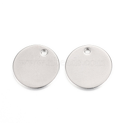 304 Stainless Steel Stamping Blank Tag Pendants, Flat Round, Stainless Steel Color, 12x0.5mm, Hole: 1mm(X-STAS-S058-14)