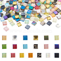 190Pcs 19 Colors Diy Glass Cabochons, Square, Mixed Color, 10x10x4mm, 10pcs/color(GGLA-BT0001-02)