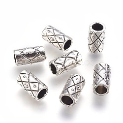 Tibetan Style Alloy Tube Beads, Antique Silver, 17.5x10~10.5mm, Hole: 6mm(PALLOY-P172-068)