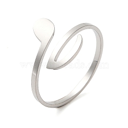 Non-Tarnish 304 Stainless Steel Open Cuff Rings for Women, Musical Note, Stainless Steel Color, Inner Diameter: 19mm(RJEW-N048-05P)