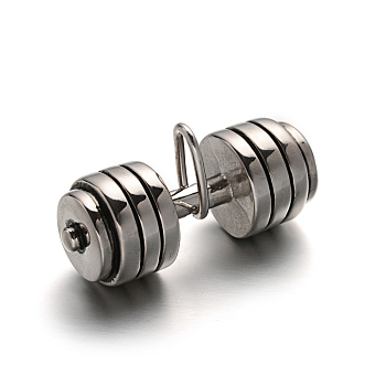 Dumbbell 304 Stainless Steel Pendants, Sports Charms, Gym Charms, Antique Silver, 36x14mm, Hole: 4x8.5mm