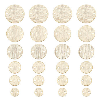 PandaHall Elite 60Pcs 6 Styles Brass Connector Charms, Long-Lasting Plated, Flat Round Links, Real 24K Gold Plated, 6~18x0.7mm, Hole: 1mm