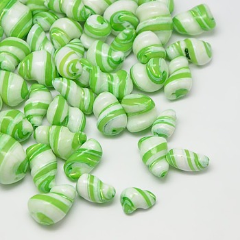 Dyed Natural Spiral Shell Beads, Nuggets, Pale Green, 13~22x7~14mm, Hole: 1mm, about 200pcs/500g