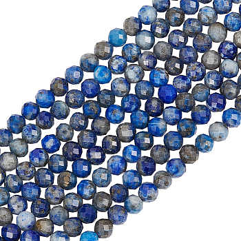 2 Strands Natural Lapis Lazuli Beads Strands, Faceted, Round, 3mm, Hole: 0.8mm, about 120~130pcs/strand, 15.7 inch