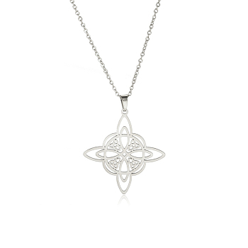 304 Stainless Steel Pendant Necklaces, Witches Knot Wiccan Symbol, Stainless Steel Color, 17.72 inch(45cm)