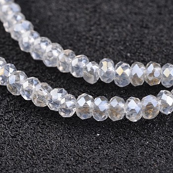 Electroplate Glass Beads Strands, Faceted Rondelle, AB Color Plated, Clear AB, 2x1.5mm, Hole: 0.5mm, about 203pcs/strand, 12 inch
