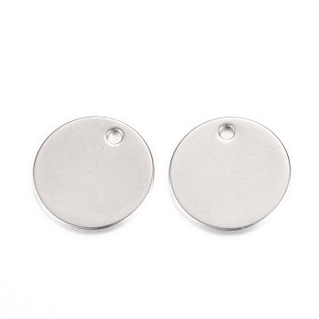 304 Stainless Steel Stamping Blank Tag Pendants, Flat Round, Stainless Steel Color, 12x0.5mm, Hole: 1mm