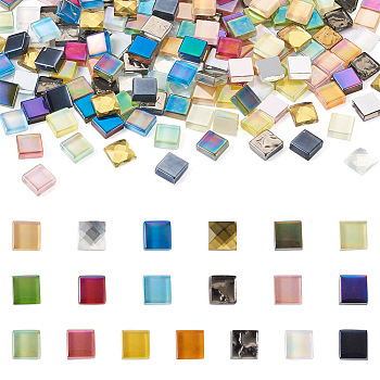 190Pcs 19 Colors Diy Glass Cabochons, Square, Mixed Color, 10x10x4mm, 10pcs/color