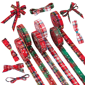 Cotton Ribbon, for Hair Accessories Craft and Christmas Gift Wrapping, Christmas Themed Pattern, 1 inch(25mm), 6 patterns, 1m/pattern, 6m/set