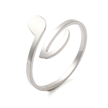 Non-Tarnish 304 Stainless Steel Open Cuff Rings for Women, Musical Note, Stainless Steel Color, Inner Diameter: 19mm