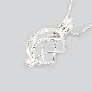 925 Sterling Silver Cage Pendant Necklaces(NJEW-S415-13)-2