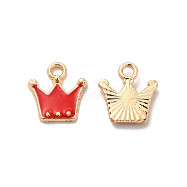 Light Gold Red Crown Alloy+Enamel Pendants