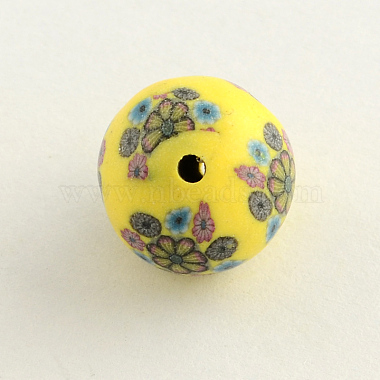 Perles en pâte polymère avec motif de fleurs manuelles(X-CLAY-Q173-M)-3