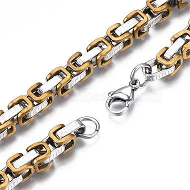 Two Tone 201 Stainless Steel Byzantine Chain Bracelet for Men Women(BJEW-S057-87B)-3