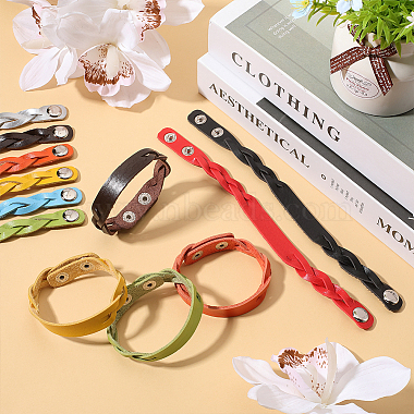 16Pcs 8 Colors Imitation Leather Cord Bracelets Set with Snap Clasps(BJEW-GF0001-19)-4