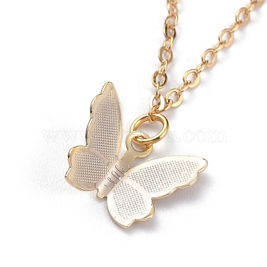 Brass Butterfly Pendant Necklaces(NJEW-JN02677)-2