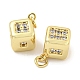 Brass Micro Pave Clear Cubic Zirconia Pendants(KK-Q814-25G)-2