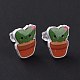 Acrylic Cute Plants Stud Earrings with Plastic Pins for Women(EJEW-F293-01C)-3