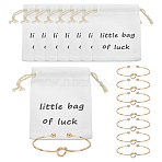8Pcs Iron Heart Open Cuff Bangle for Women, with 8Pcs Cotton Packing Pouches Drawstring Bags, Golden, Inner Diameter: 1-7/8x2-5/8 inch(4.7x6.6cm)(BJEW-WR0001-04A)