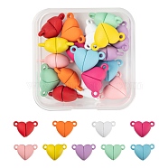18 Sets 9 Colors Spray Painted Alloy Magnetic Clasps with Loops, Heart, Mixed Color, 10.5x16x7mm, Hole: 1.2mm, 2 sets/color(FIND-LS0001-65)