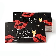 Thank You Theme Card, Lip Pattern, for Decorations, Rectangle with Word Thank You for Your Purchase, Black, 90x50x0.4mm, 50pcs/bag(X-DIY-L035-019H)